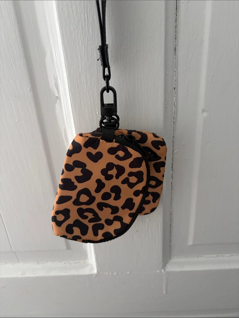 Leopard Print Mini Crossbody Pouch - Tan & Black